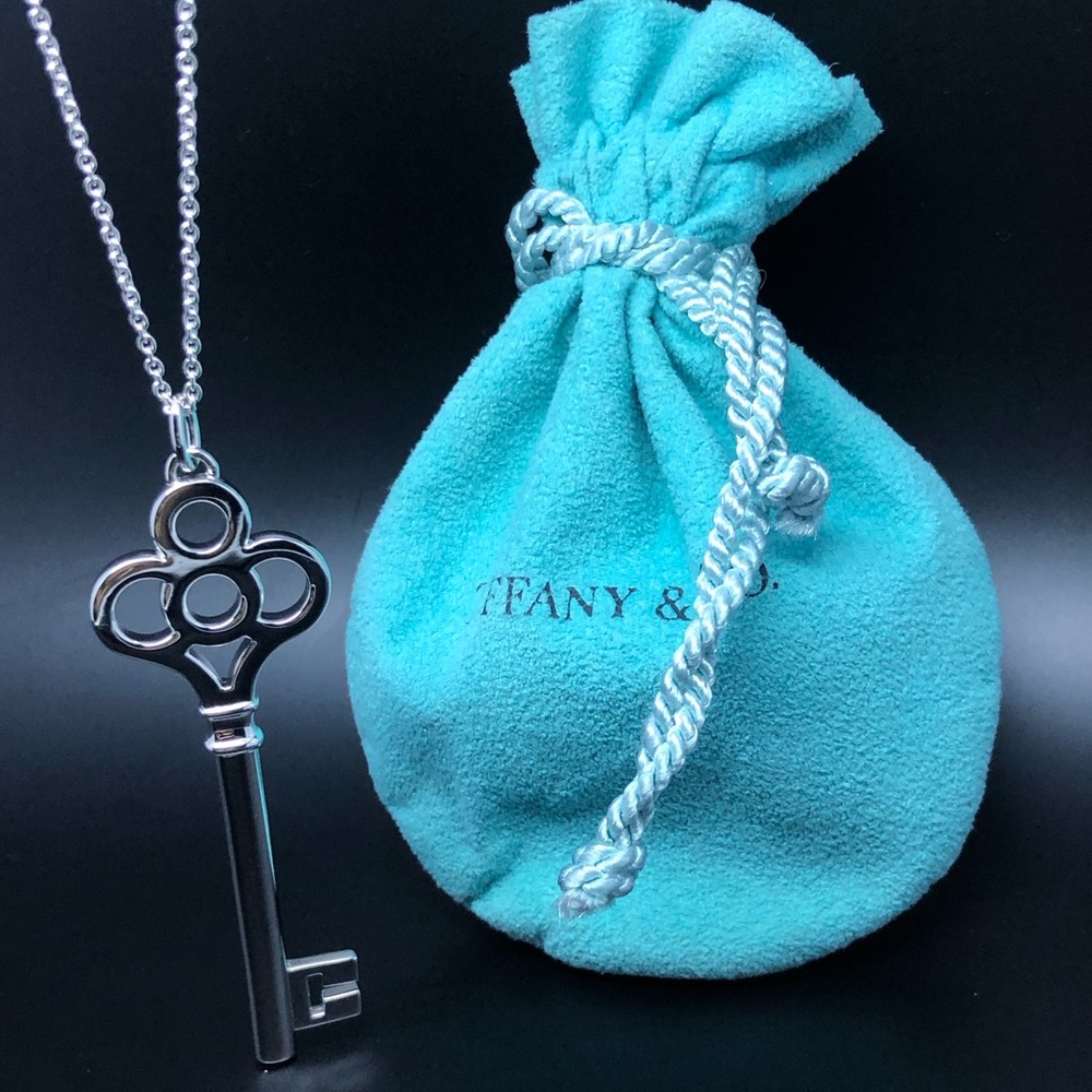 Tiffany & Co 925 XL 2.5" Crown Key Pendant W/Chain